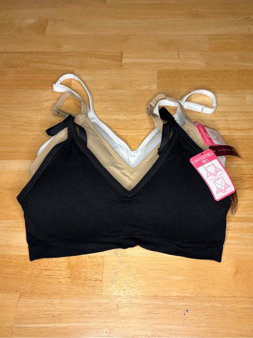 Sofra Seamless Bralette Trio - Black, White & Tan